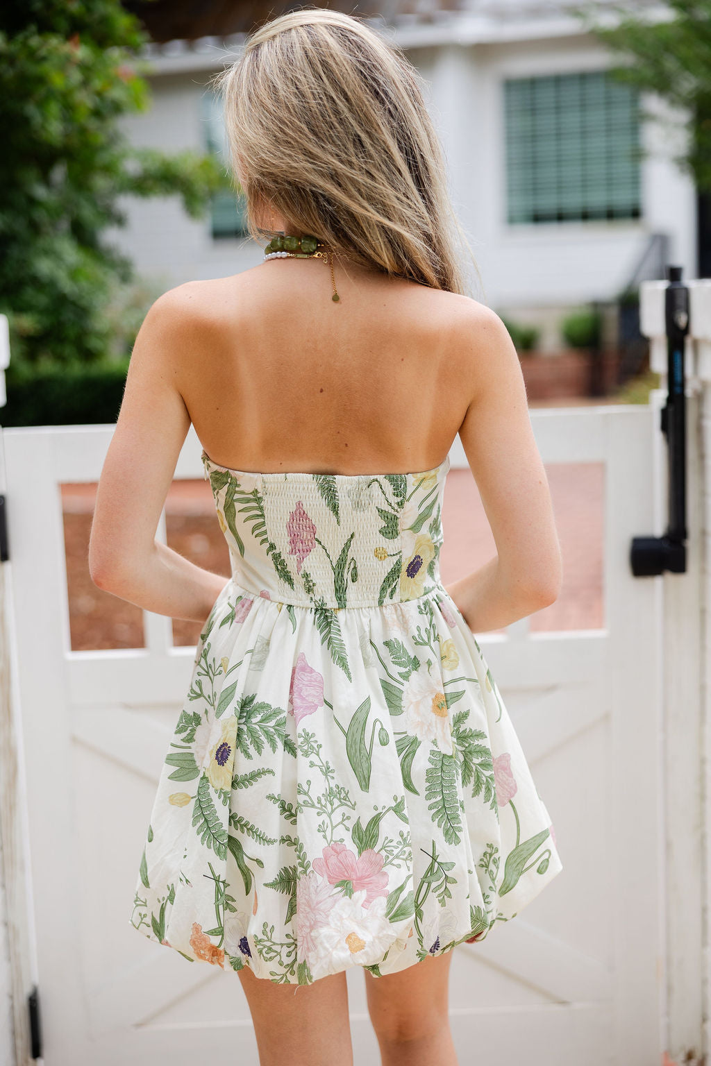 Floral Tube Bubble Hem Mini Dress