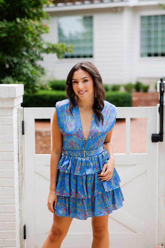 Floral Satin Tier Dress