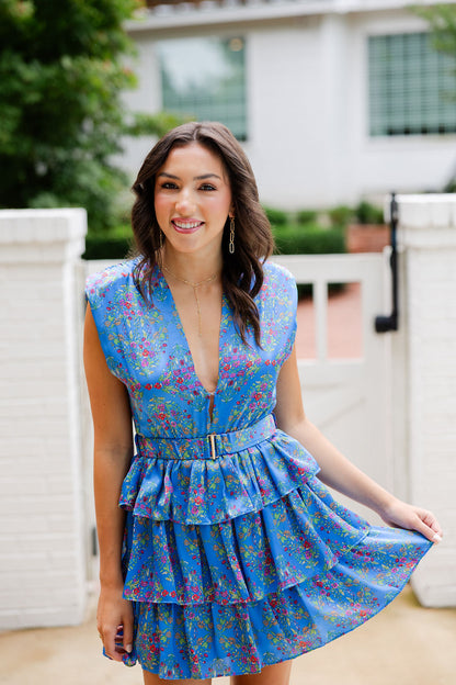 Floral Satin Tier Dress