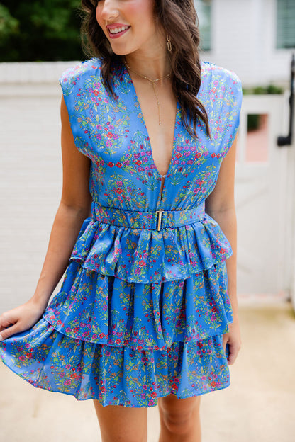 Floral Satin Tier Dress