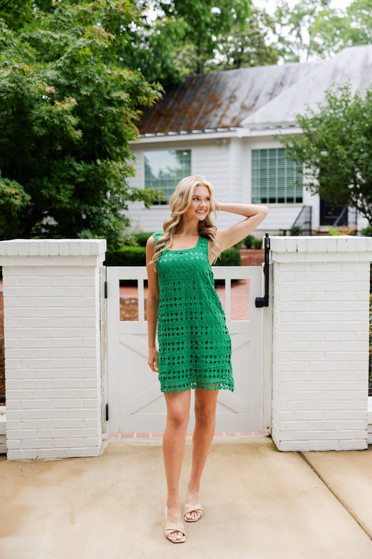 Textured Open Overlay Mini Dress