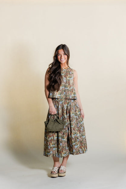 Top & Pleated Midi Skirt Set