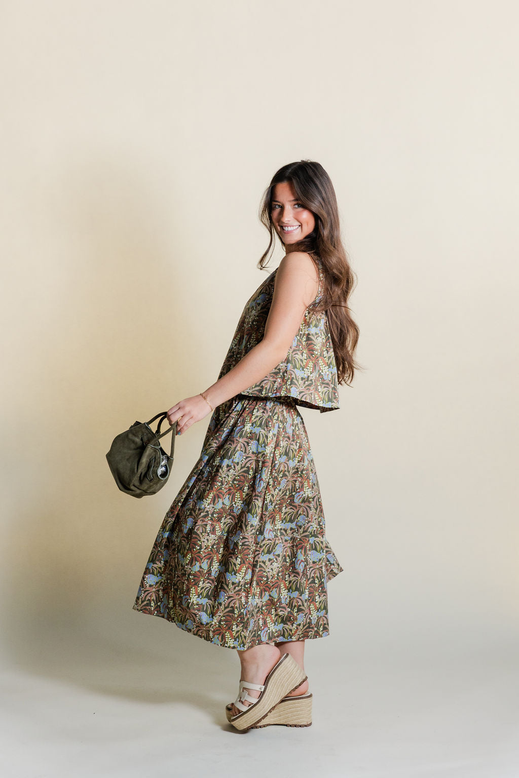 Top & Pleated Midi Skirt Set