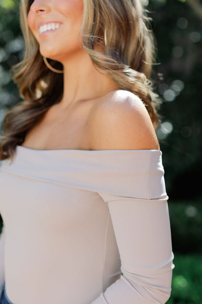 OFF SHOULDER LONG SLEEVE BODYSUIT