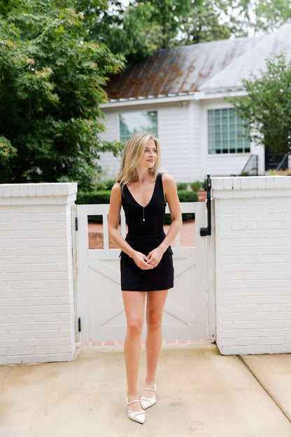 Deep V Neck Mini Dress