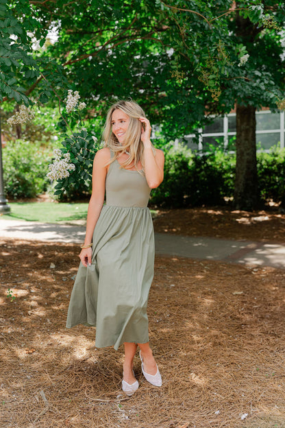 Mixed Media Tank Midi Dress