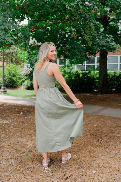 Mixed Media Tank Midi Dress