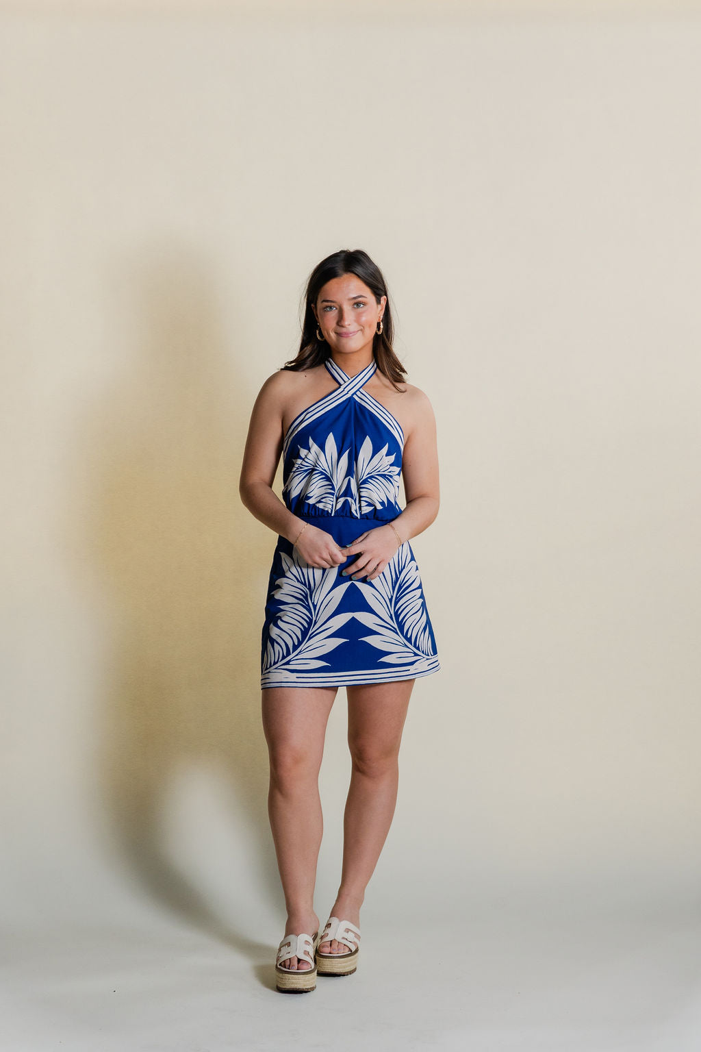 Tropical Print Halter Dress