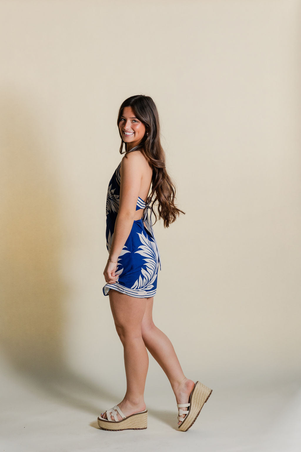 Tropical Print Halter Dress