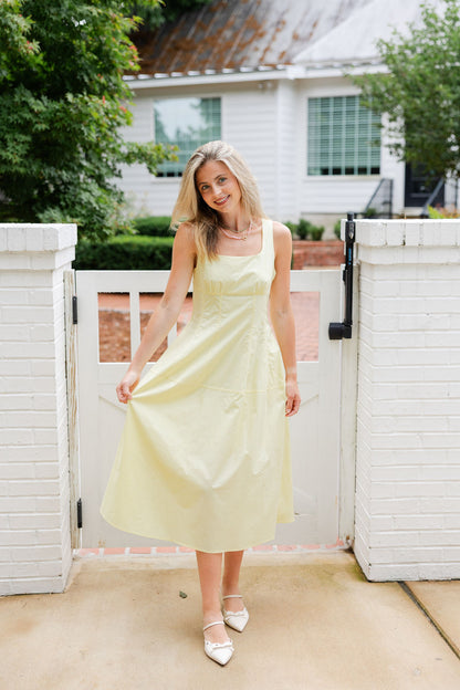 Square Neck A Line Midi Dress
