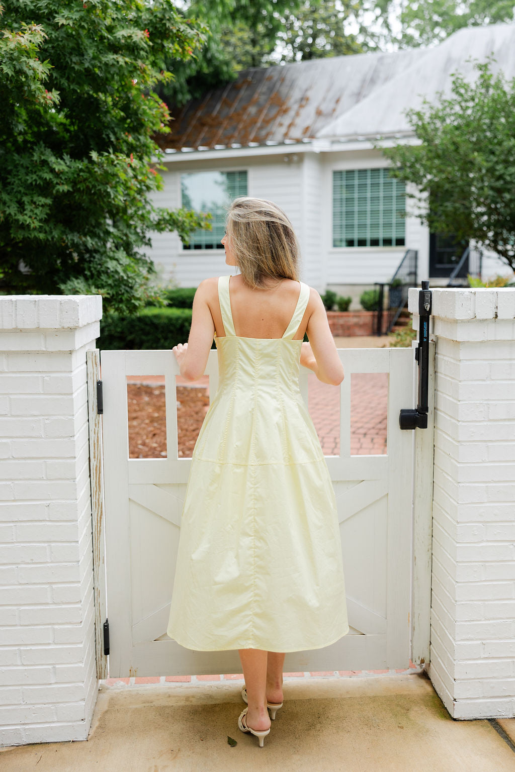 Square Neck A Line Midi Dress