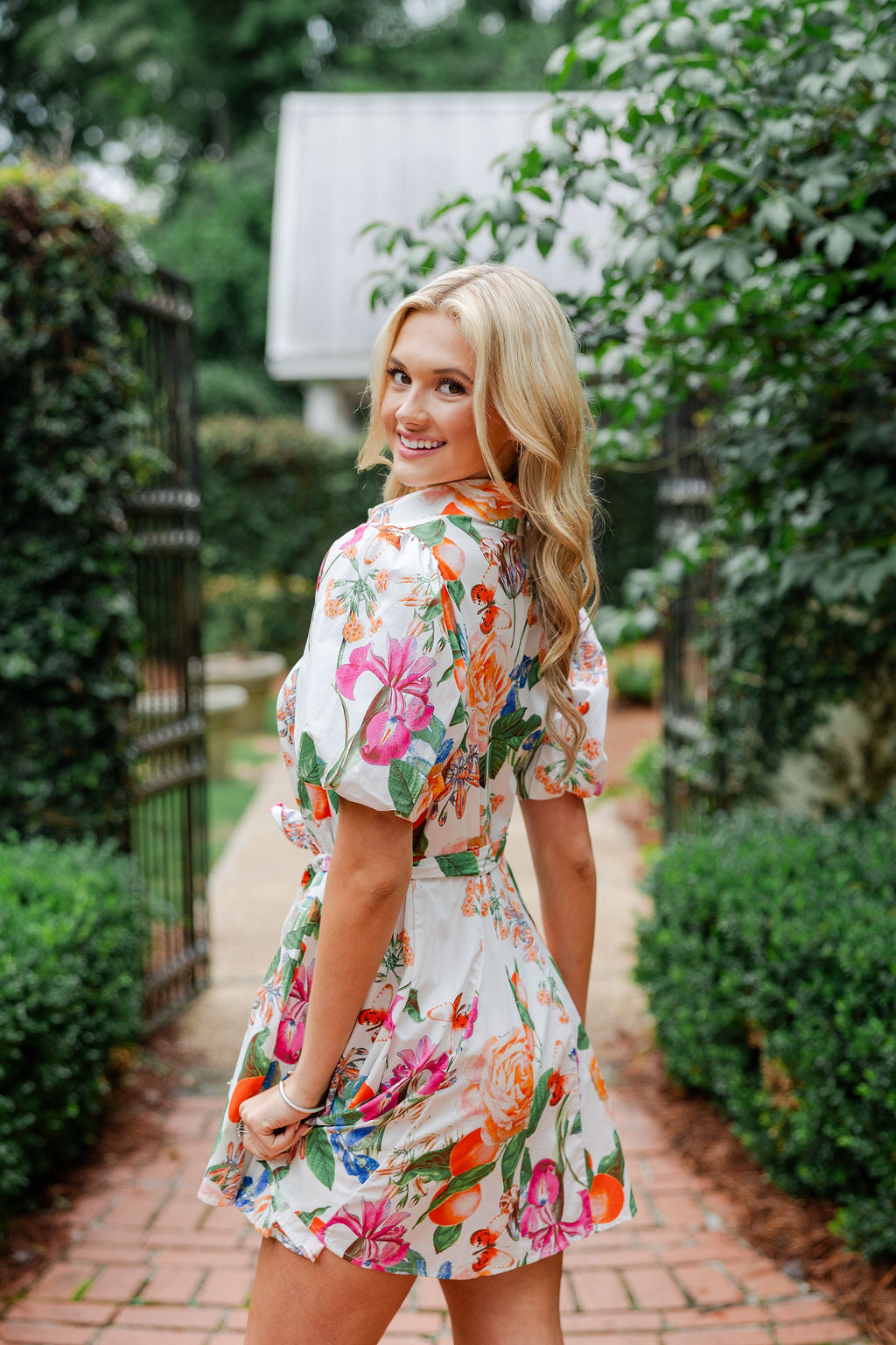 Tangerine Bloom Shirt Dress