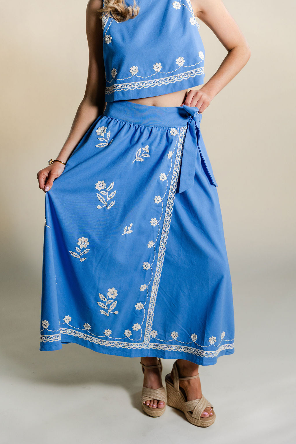 Embroidered Wrap Skirt