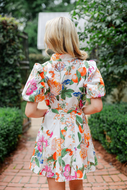 Tangerine Bloom Shirt Dress