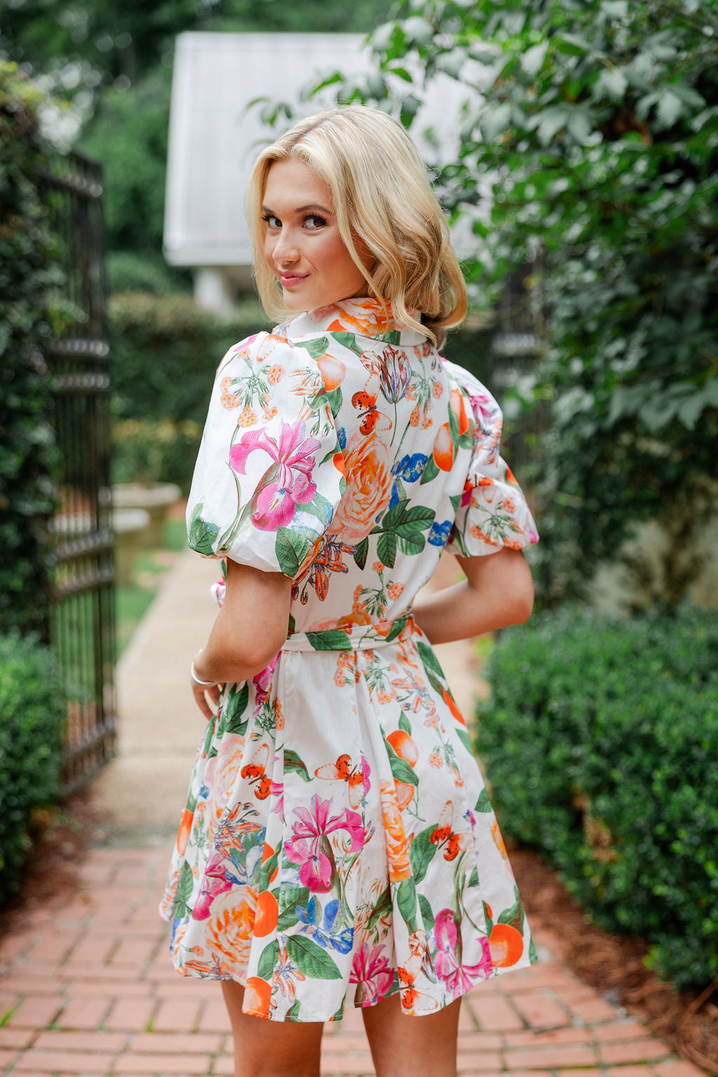 Tangerine Bloom Shirt Dress