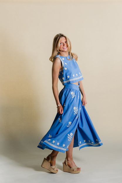 Embroidered Wrap Skirt