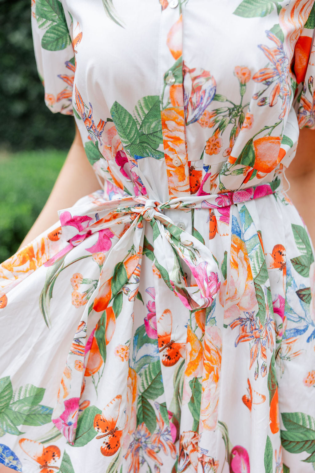 Tangerine Bloom Shirt Dress