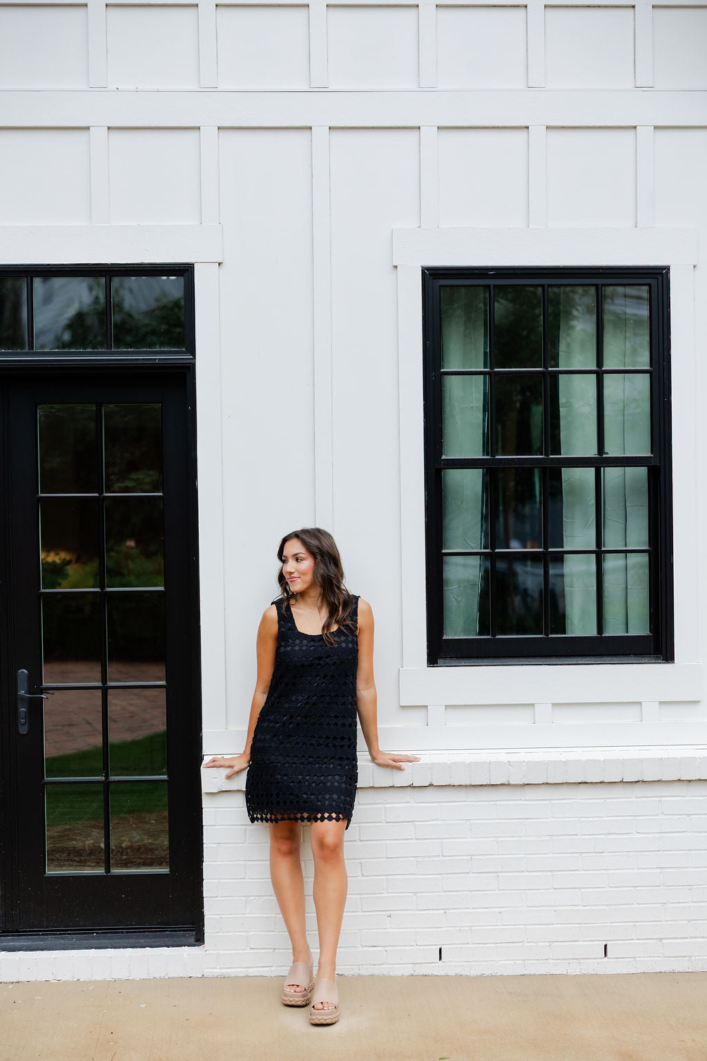 Textured Open Overlay Mini Dress