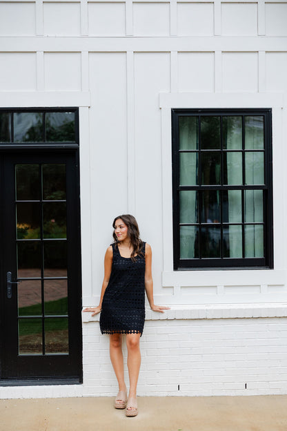 Textured Open Overlay Mini Dress