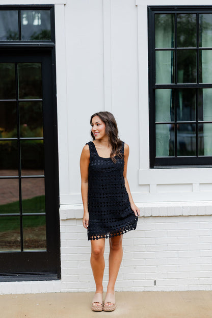 Textured Open Overlay Mini Dress