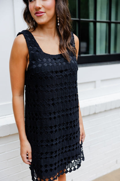 Textured Open Overlay Mini Dress