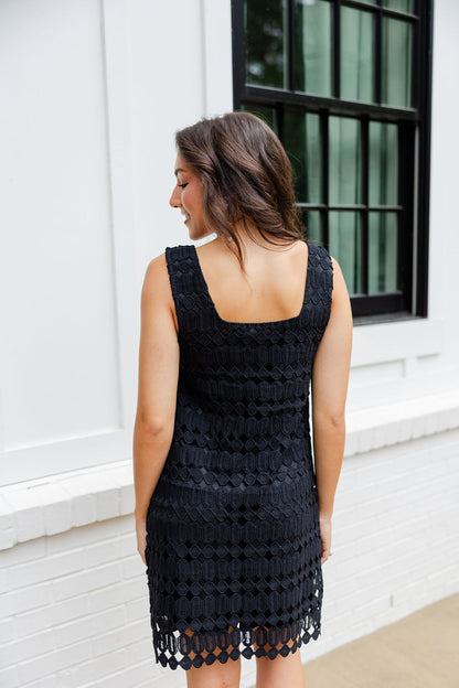 Textured Open Overlay Mini Dress