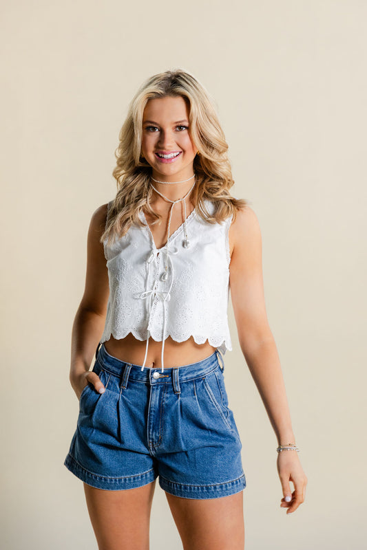 Coronado Pleated Denim Shorts