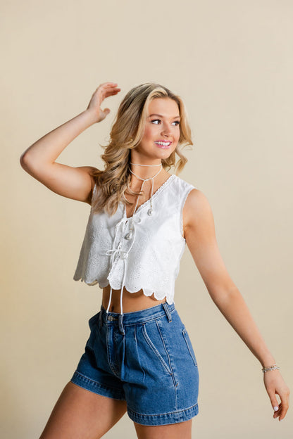 Eyelet Crop Top