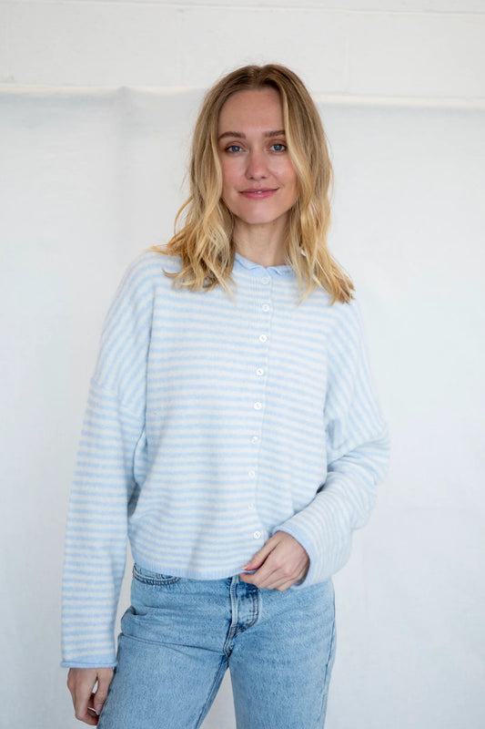 Light Blue Mini Stripe Piper Cardigan