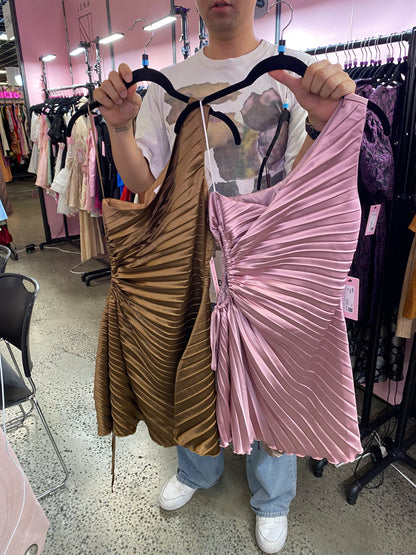 One Shoulder Pleated Dress