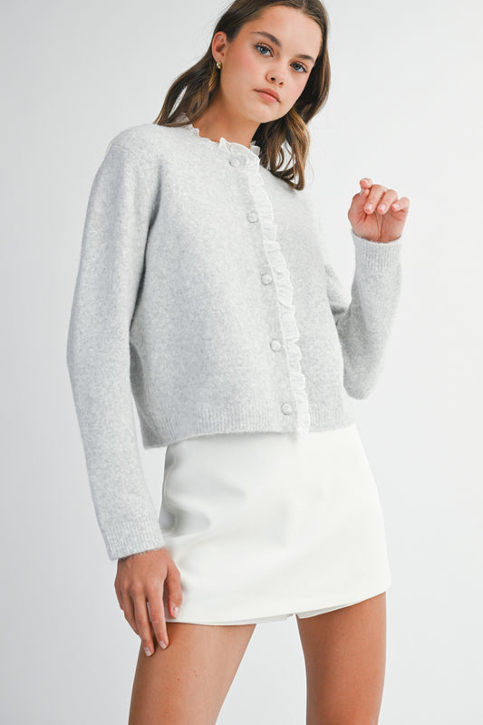Ruffle Detail Sweater Jacket