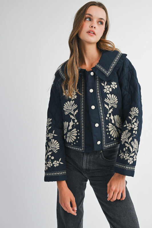 Peter Pan Collar Quilted Jacket