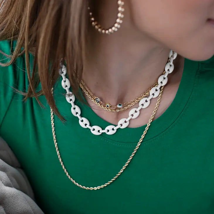 WHITE ANCHOR LINK NECKLACE