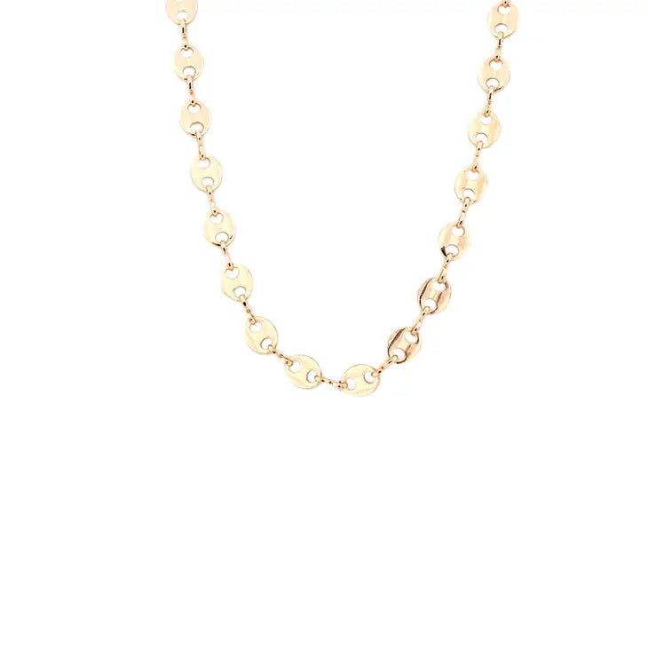 GOLD BRASS FLAT LINK NECKLACE