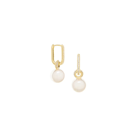 GOLD PAVE AND PEARL DROP EARRING
