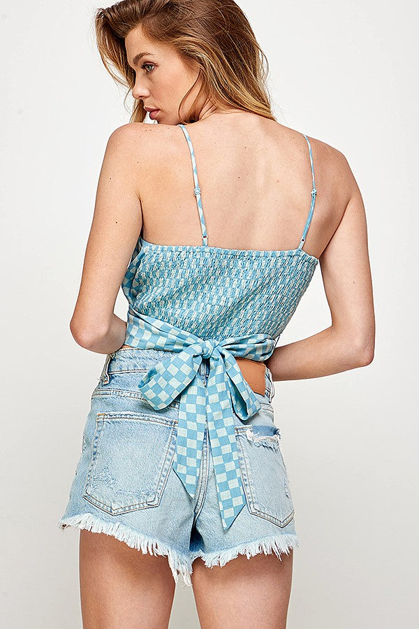 OVERLAP CHECKERED BRA CORSET