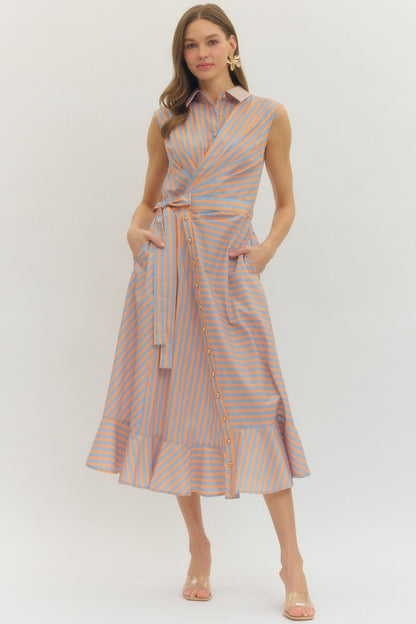 Striped Side Tie Dress