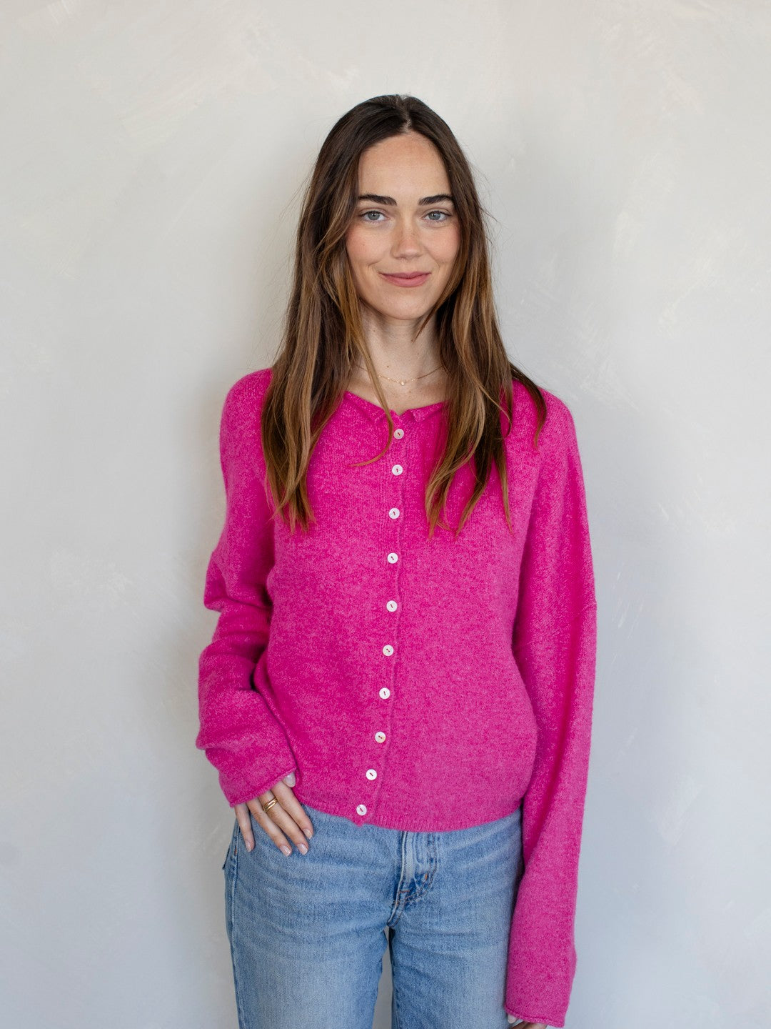 Fuchsia Solid Piper Cardigan