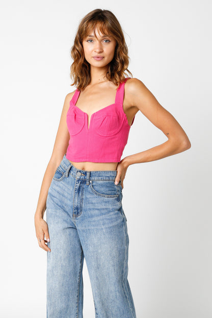 CROPPED BUSTIER TOP WITH ZIPPER