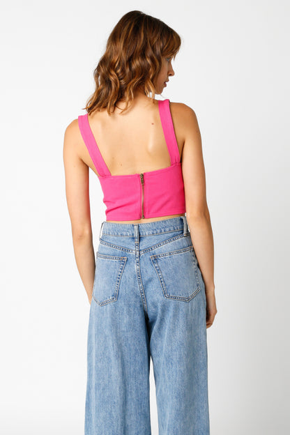 CROPPED BUSTIER TOP WITH ZIPPER