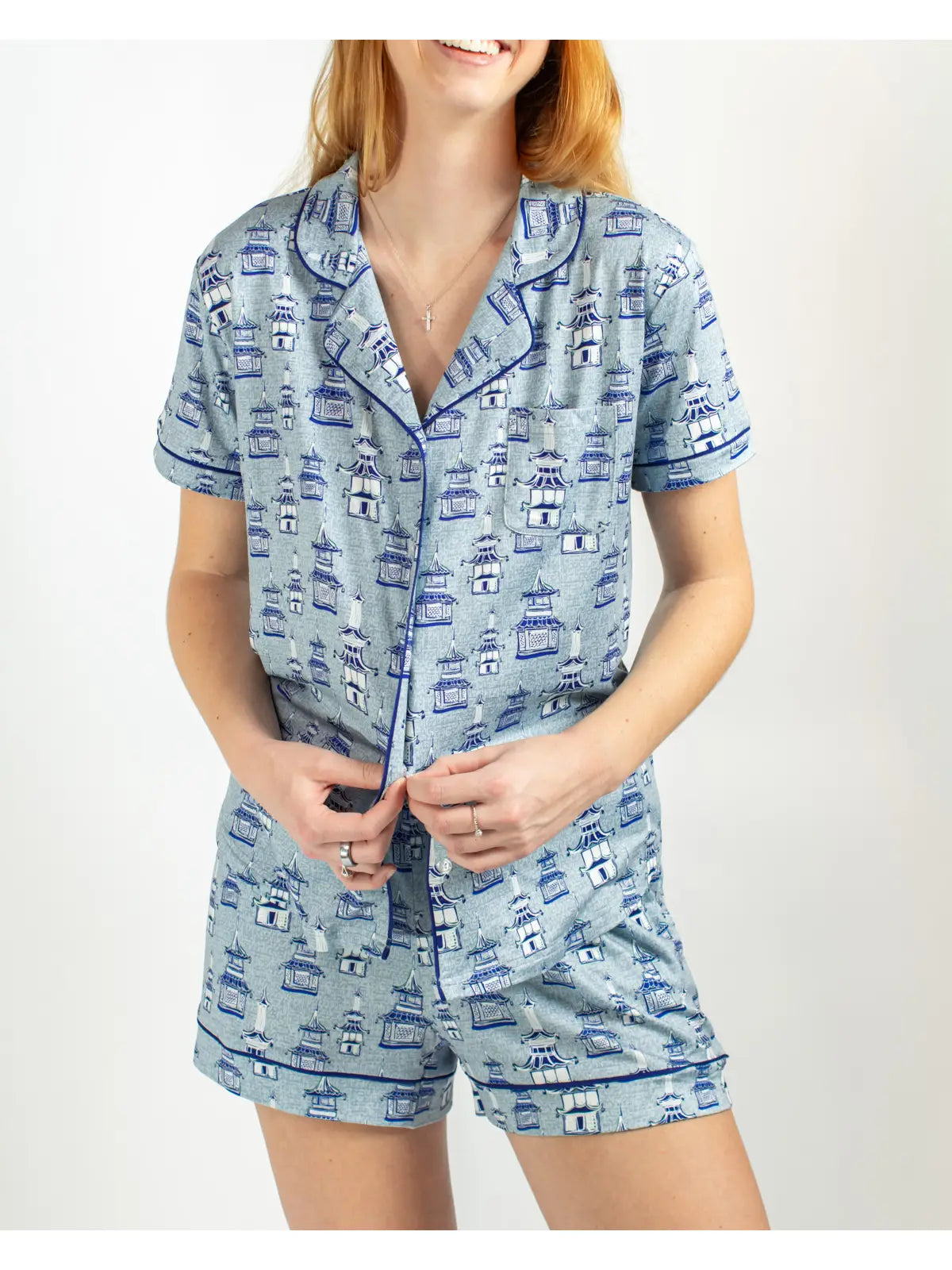 Pagoda Button Up Sleep Shirt