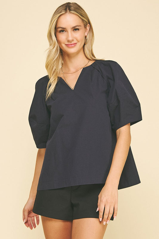 Short Sleeve V Neck Blouse