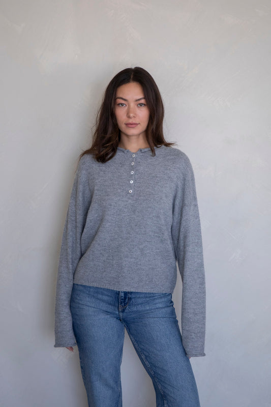 Gray Piper Henley Pullover