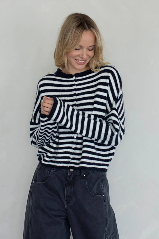 Navy Standard Stripe Piper Cardigan