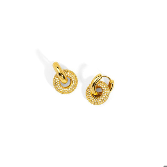 Round Pave Small Drop Earring