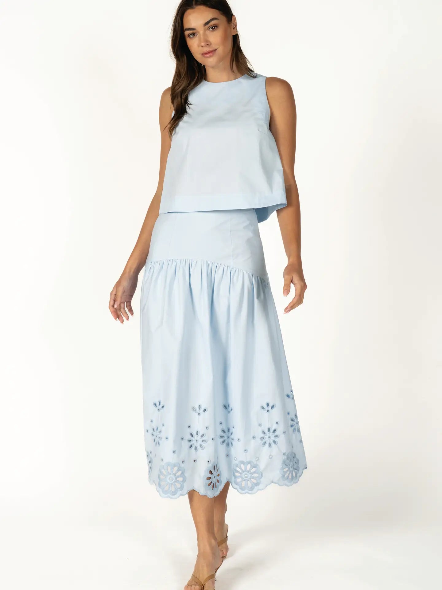 Eyelet Embroidered Midi Skirt