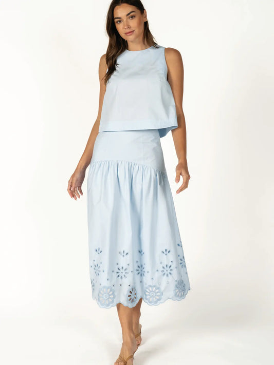 Eyelet Embroidered Midi Skirt