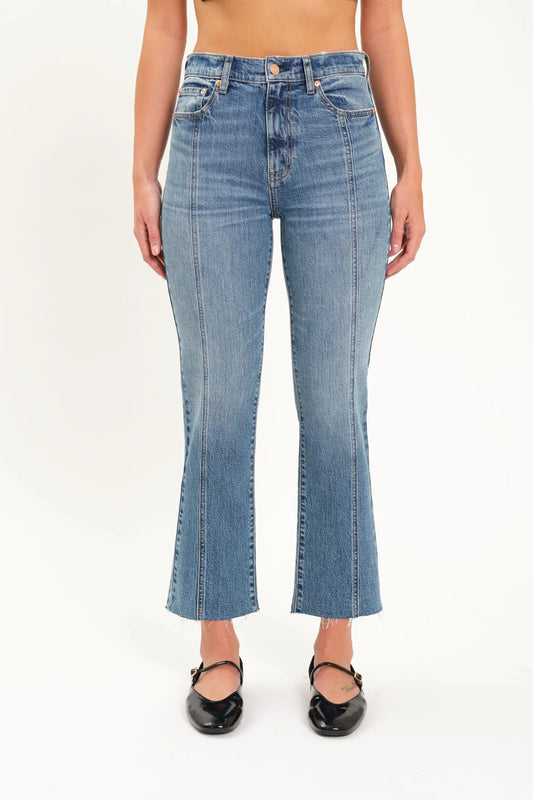 SHY GIRL HIGH RISE CROP FLARE WITH SEAM DETAIL