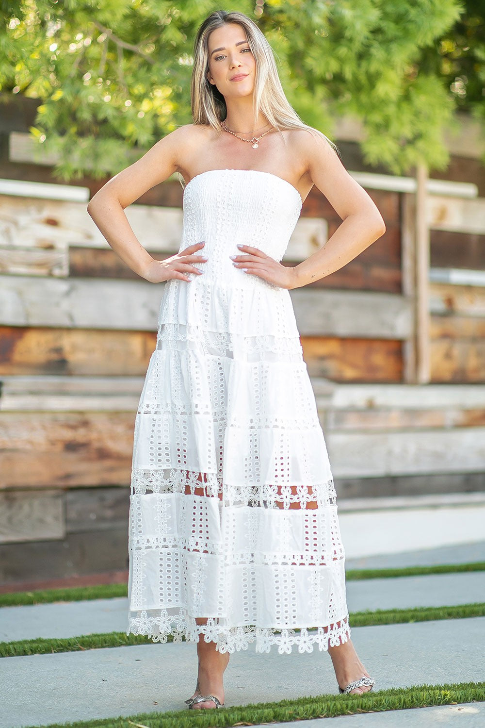 Eyelet Lace Tube Dress