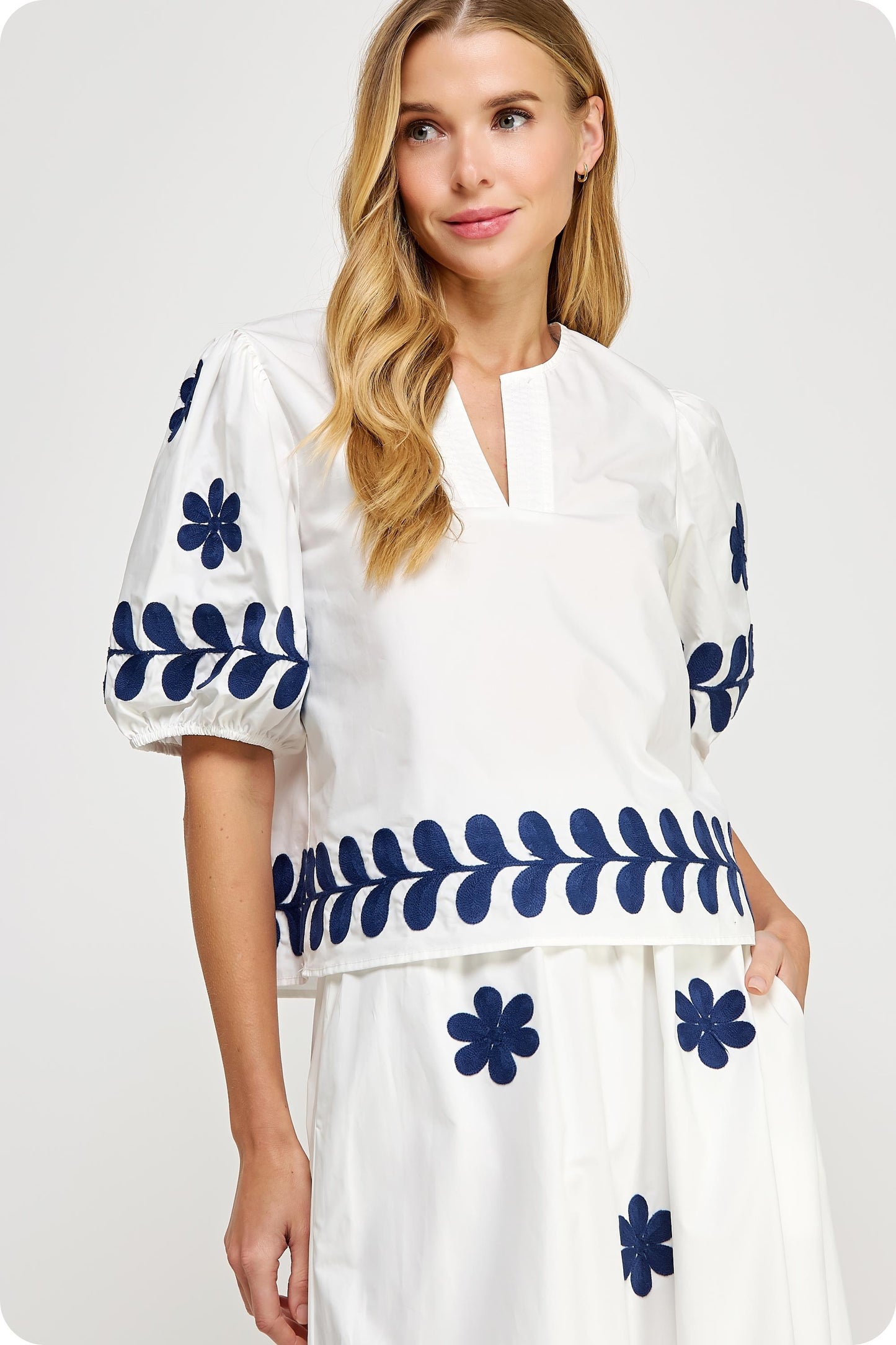 Flower Embroidered Top
